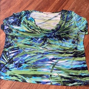 Compliments short sleeve blouse draped at the chest